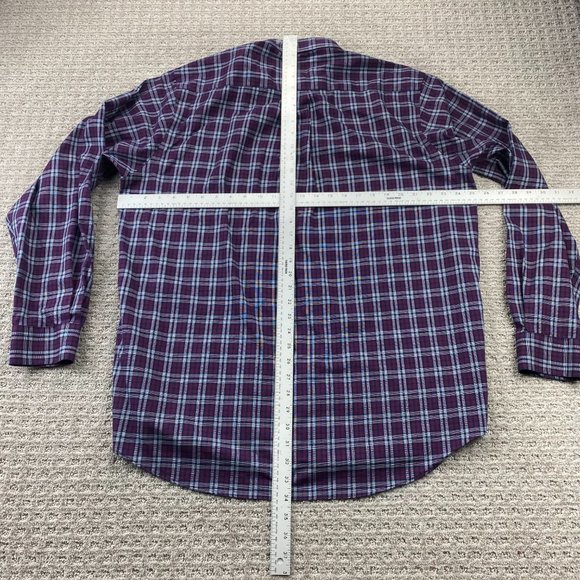 Button Down Shirt Men Extra Extra Large XXL Burgundy Blue White Plaid Kirkland - Picture 7 of 9